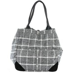Free People Gray Plaid Tote Bag
